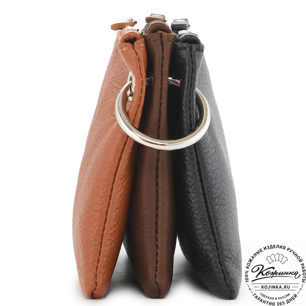 Женская кожаная сумка "Трио" (рыжий/коричневый/черный) 